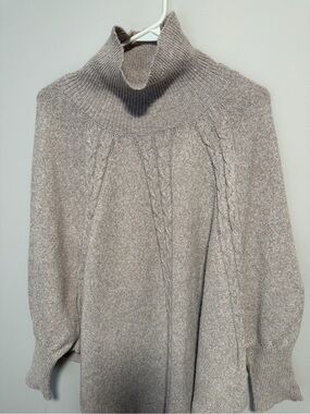 SHEIN Taupe Cable Turtleneck Sweater